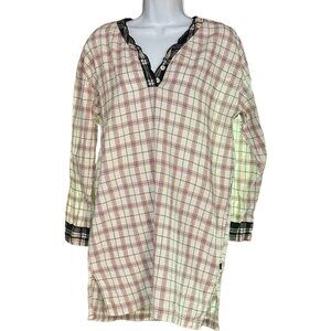 Tommy Hilfiger Womens Medium Plaid Nightgown Sleepwear Cotton